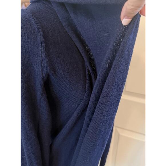 Lilly Pulitzer Cardigan Sz Small Navy Blue Shawl Collar Long Open Front Casual - Picture 6 of 12